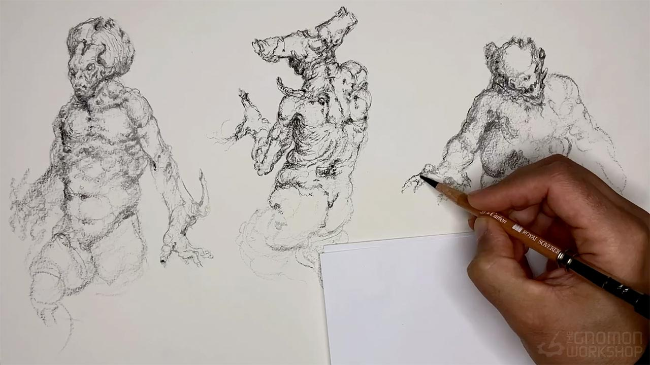 The Gnomon Workshop video tutorial by Ehsan Bigloo features traditional drawing and sketching concepts