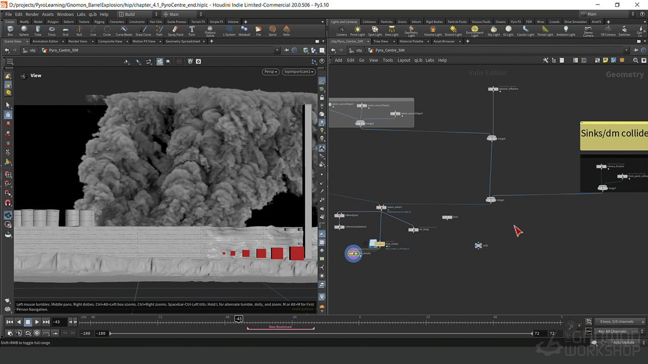 Smoke simulation shown in Houdini