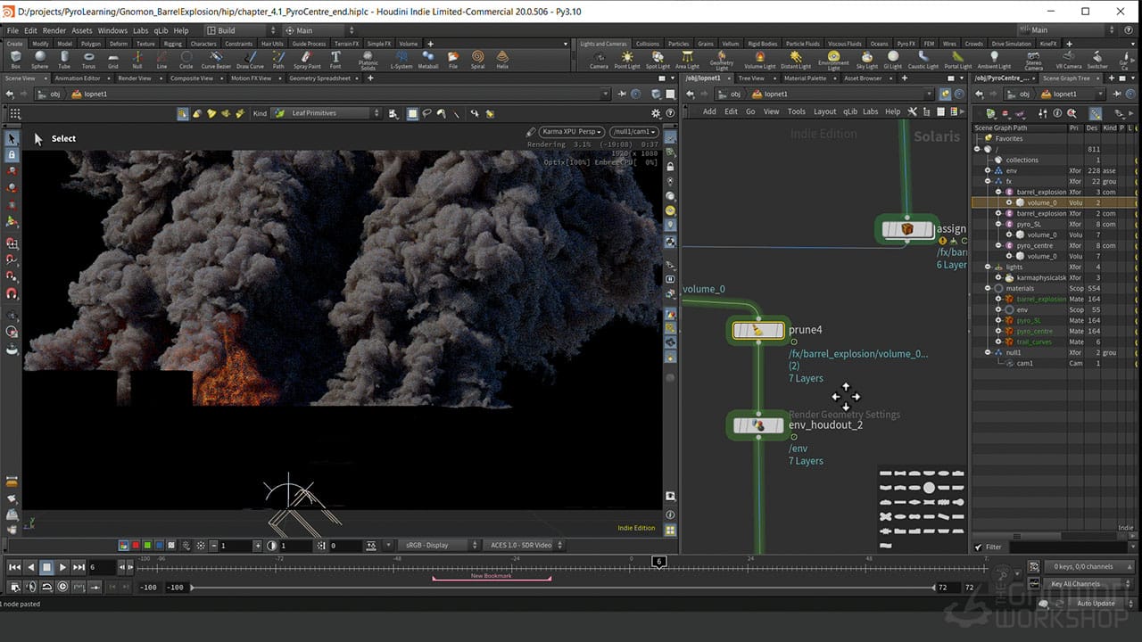 Fire and smoke simulation in Houdini