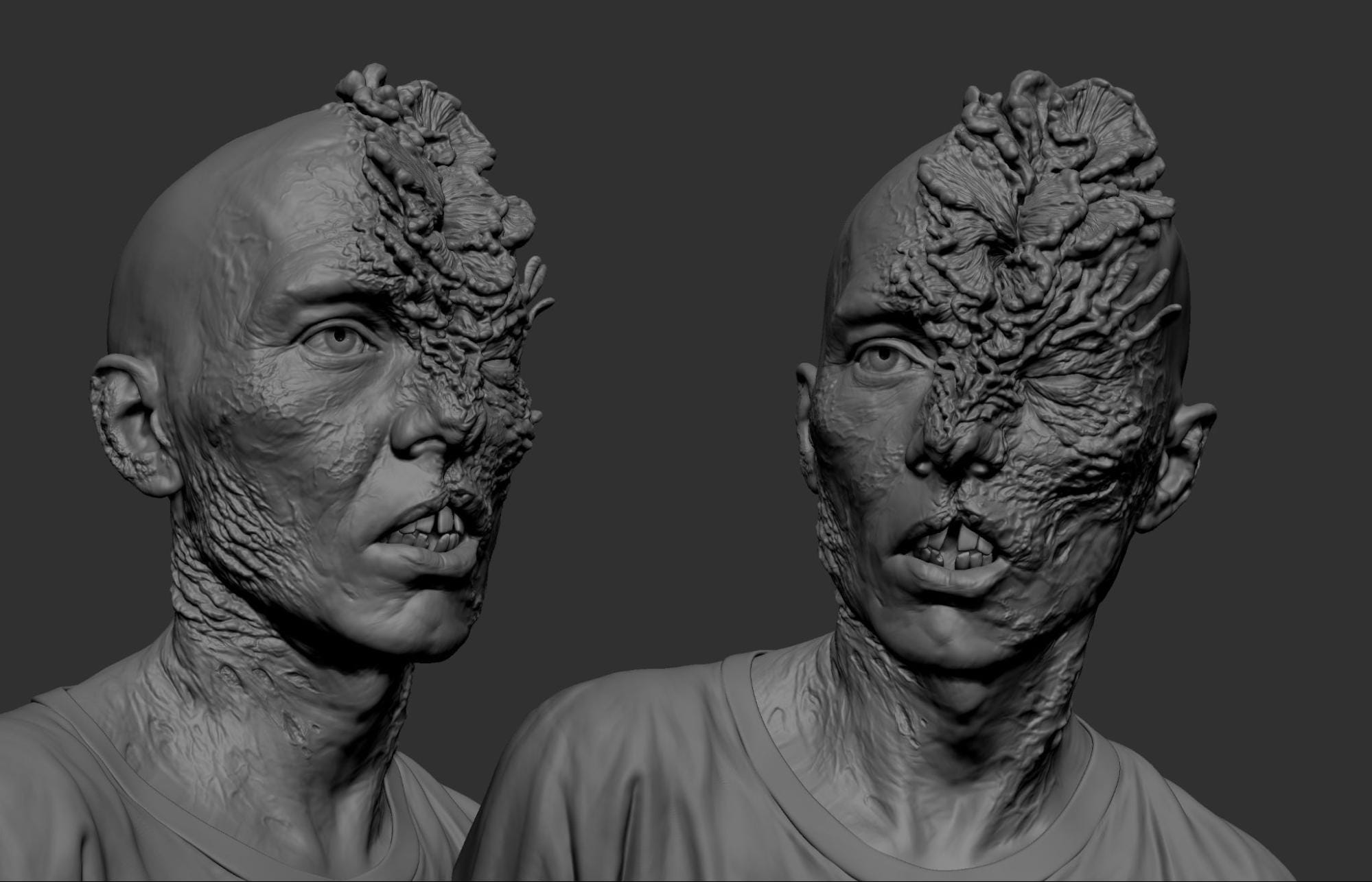 ZBrush 3D model digital sculpt untextured render monster face by Amy Ash