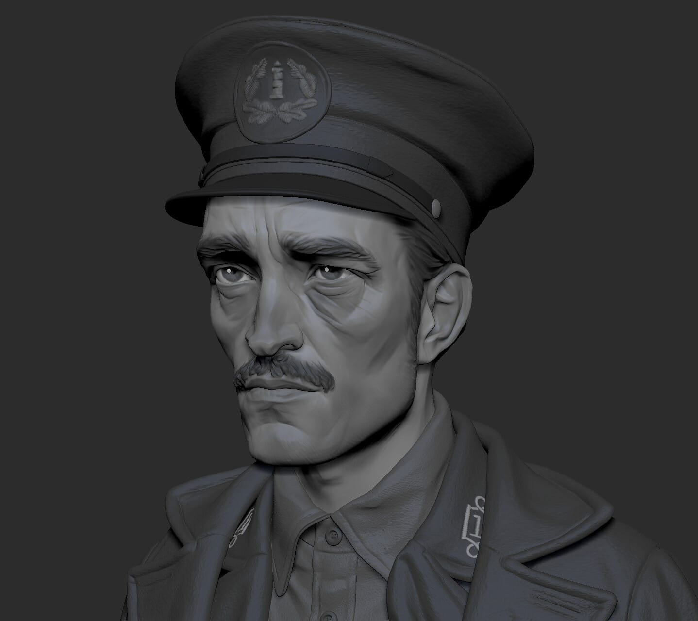 ZBrush digital 3D character sculpt 3D model solider captain by Amy Ash